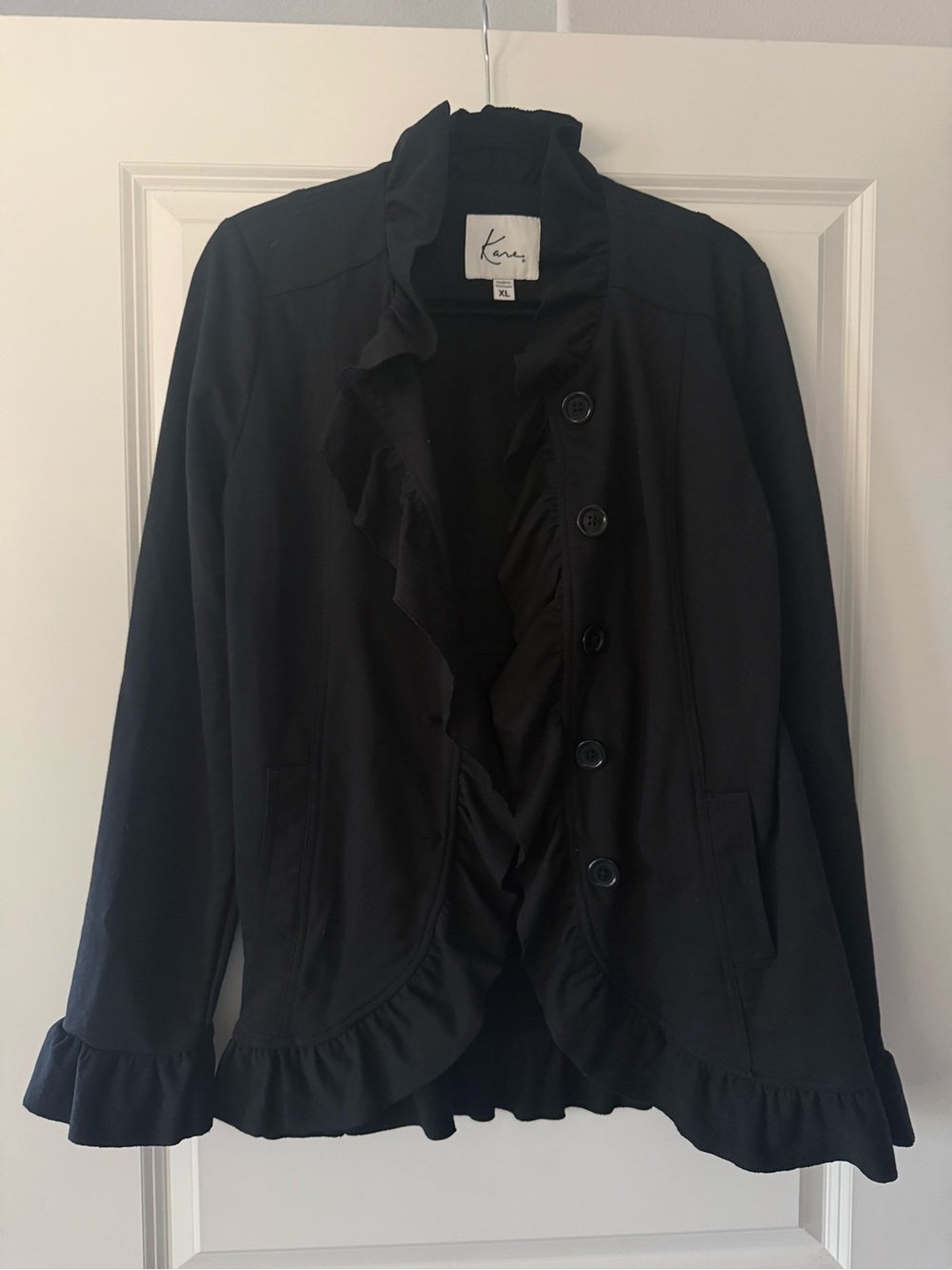 Black Ruffle-Trim Jacket
